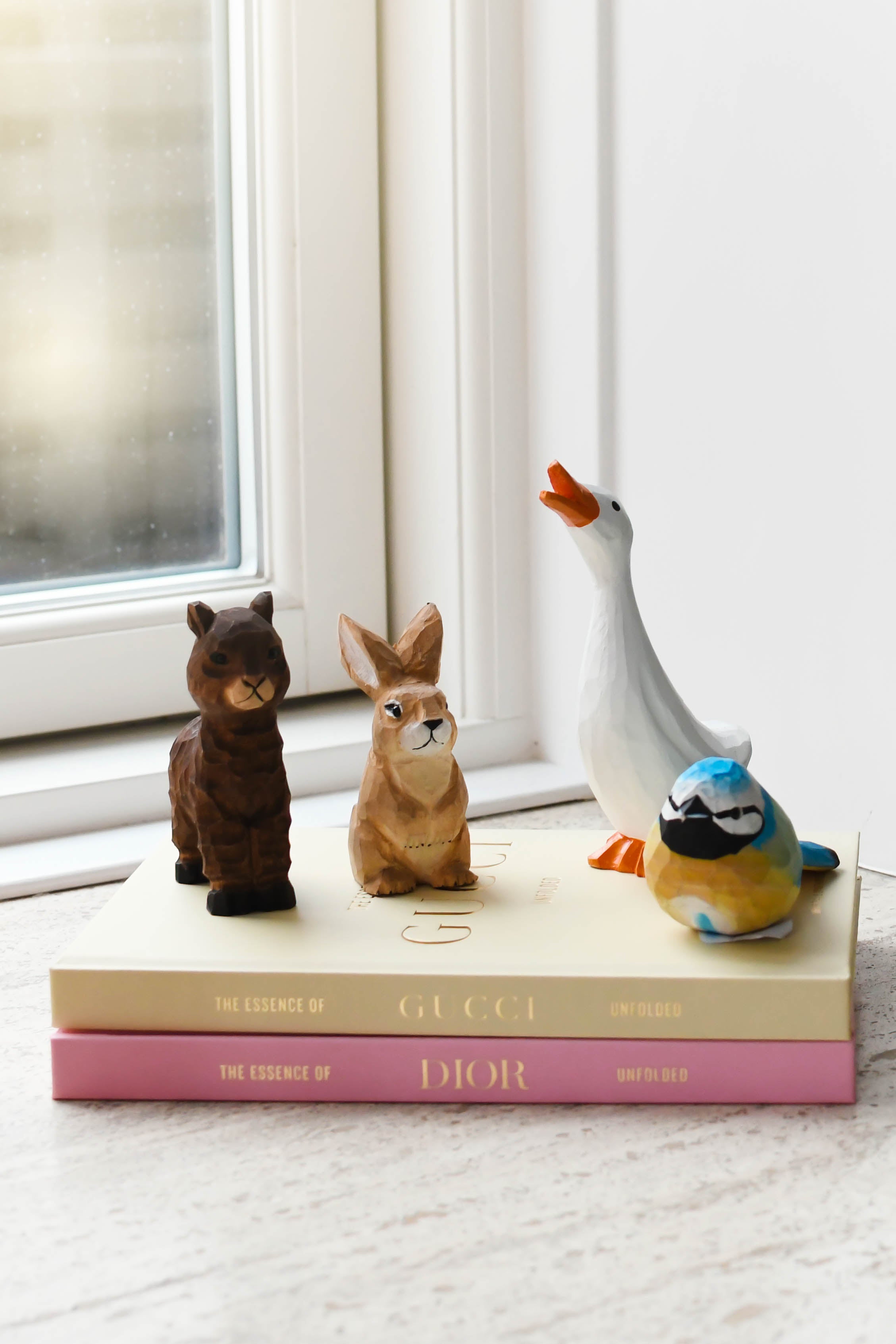 Fugl træfigur - blå/gul